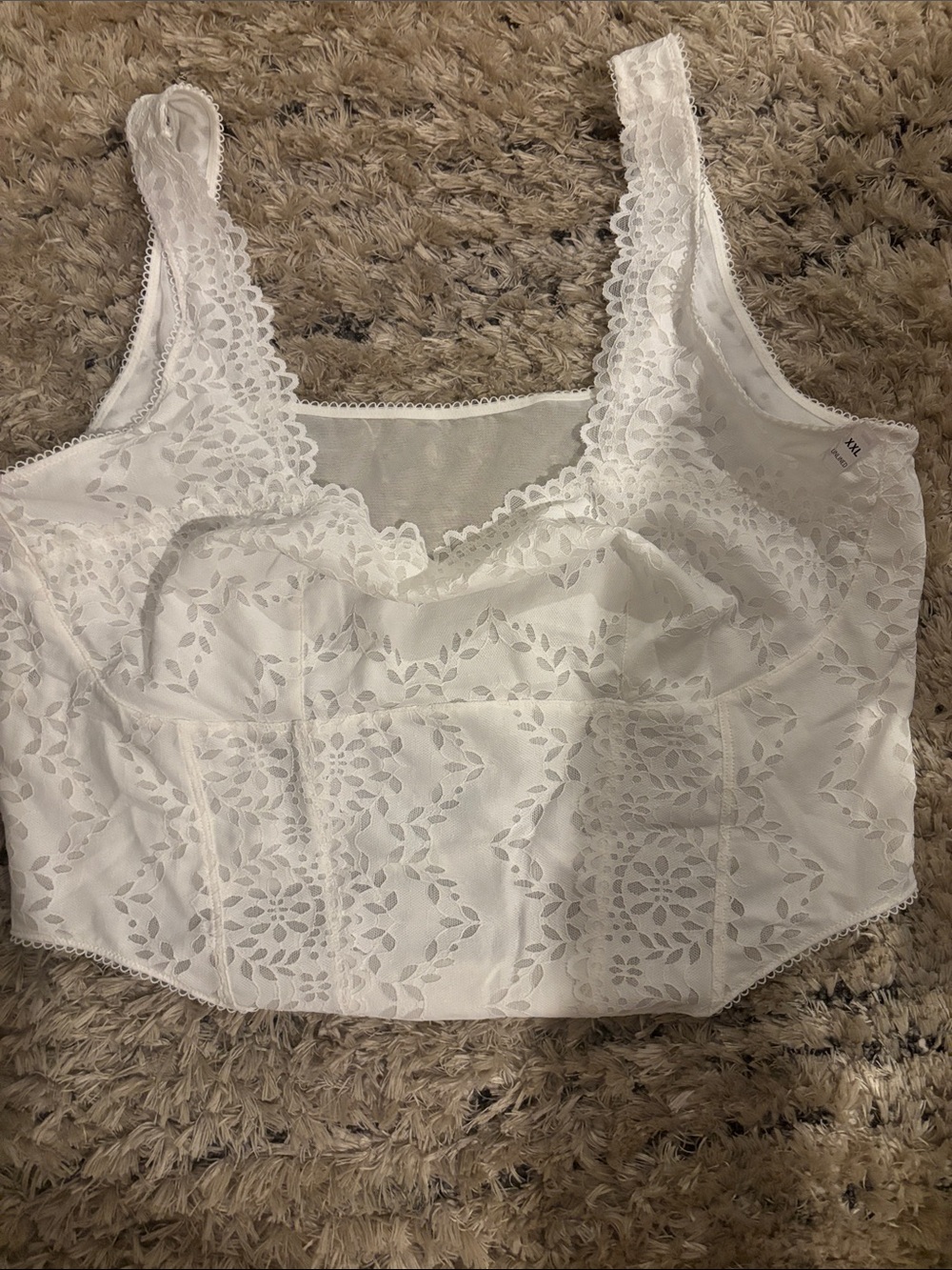 PINK Victoria's Secret White Lace Cropped Bralette Tank